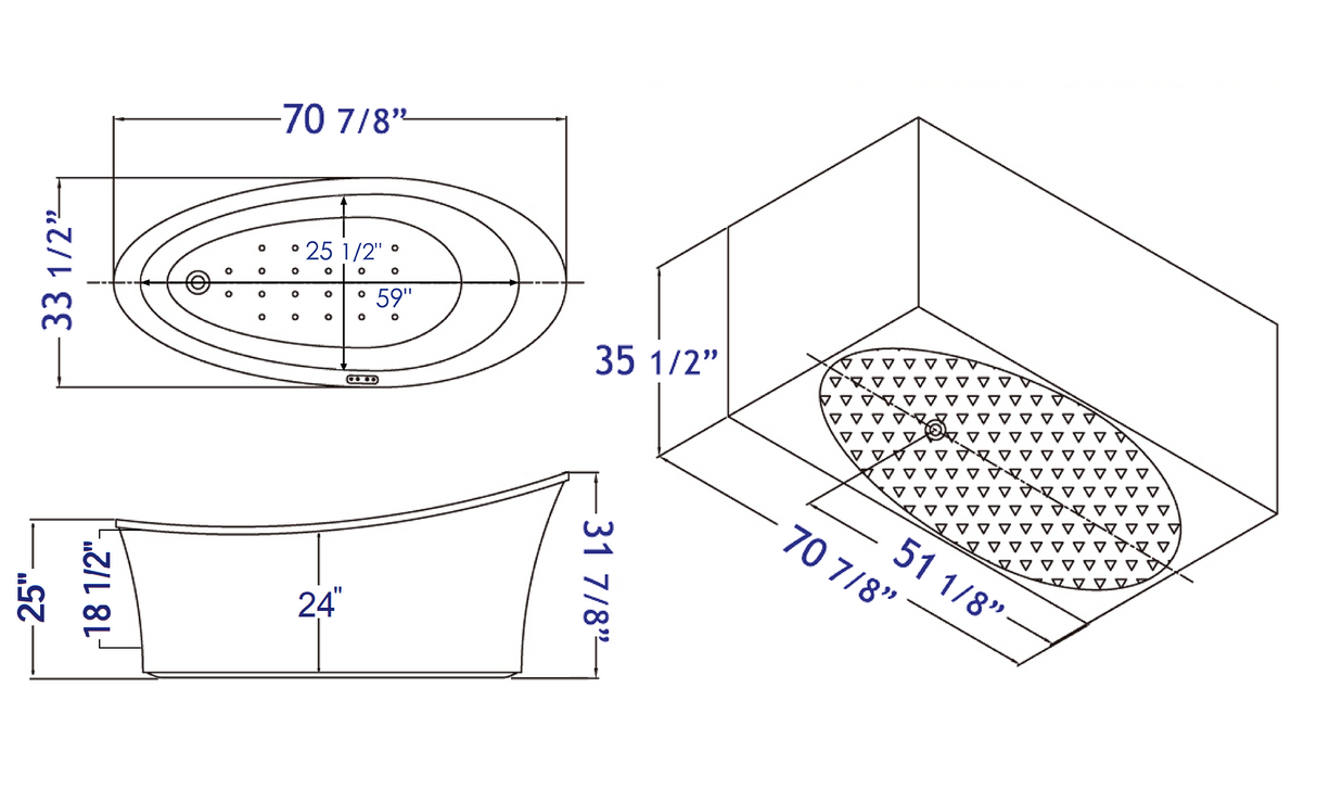 EAGO AM1800 6 ft White Free Standing Air Bubble Bathtub