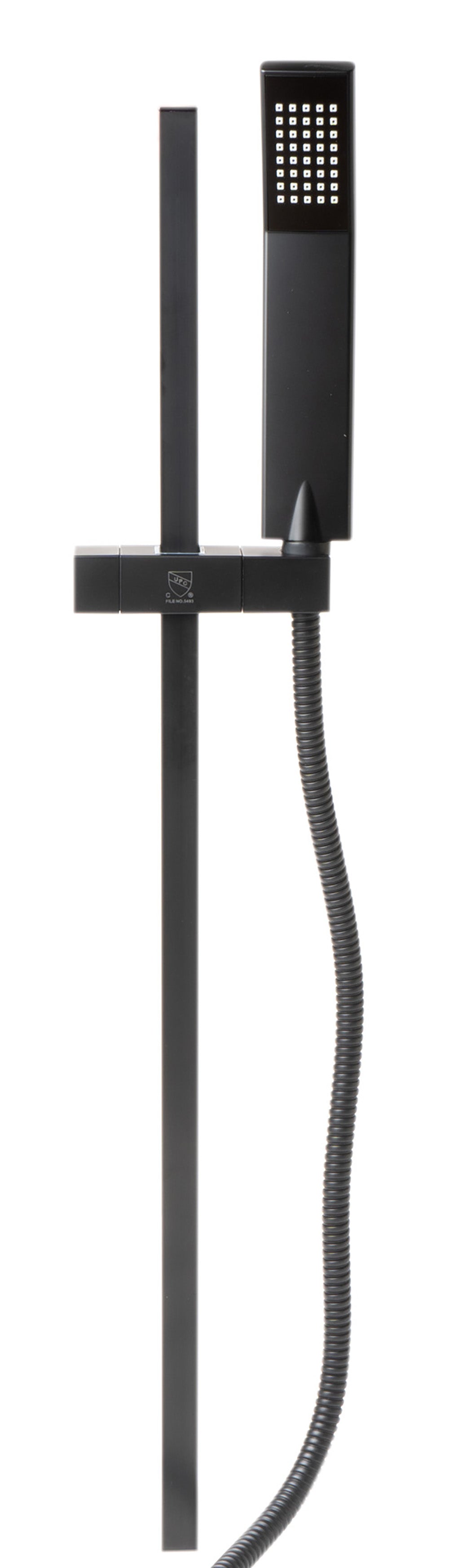 Black Matte Square Sliding Rail Hand Shower Set