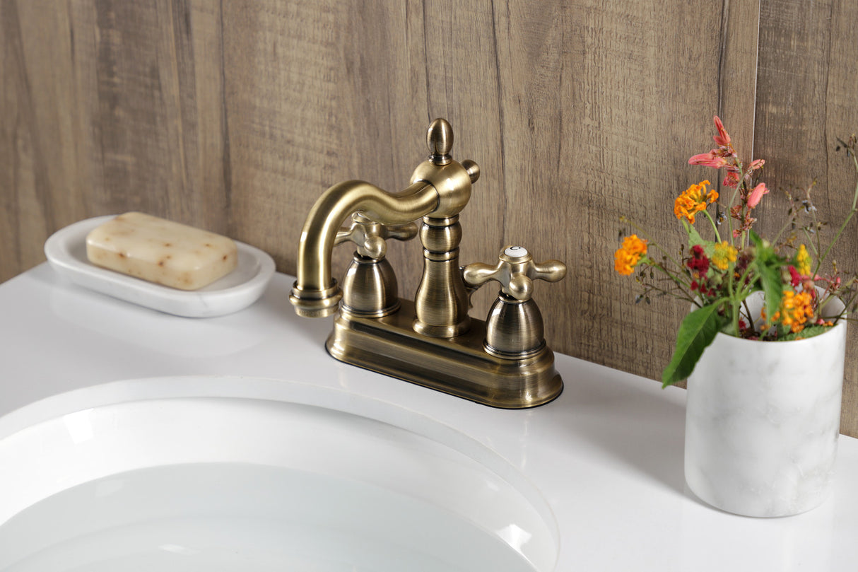 Kingston Brass KB1603AX Heritage 4 in. Centerset Bathroom Faucet, Antique Brass