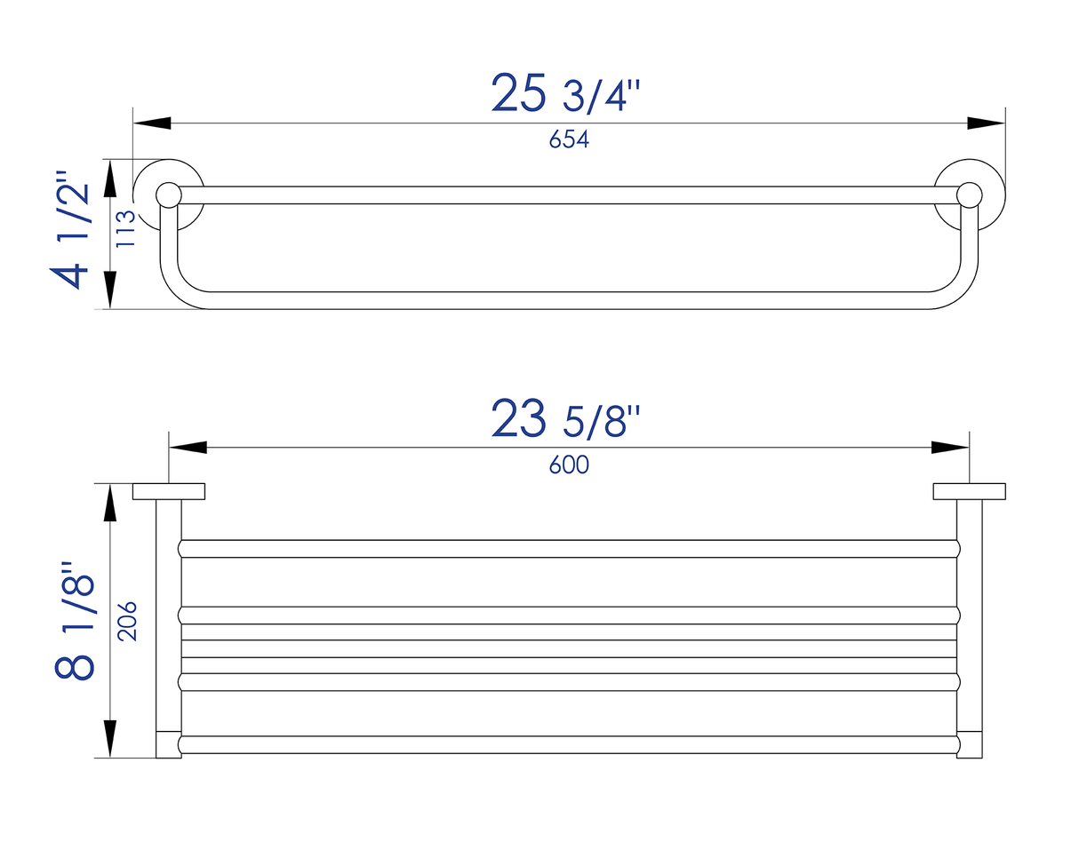 ALFI brand AB9538-BN Brushed Nickel 26 inch Towel Bar & Shelf Bathroom Accessory
