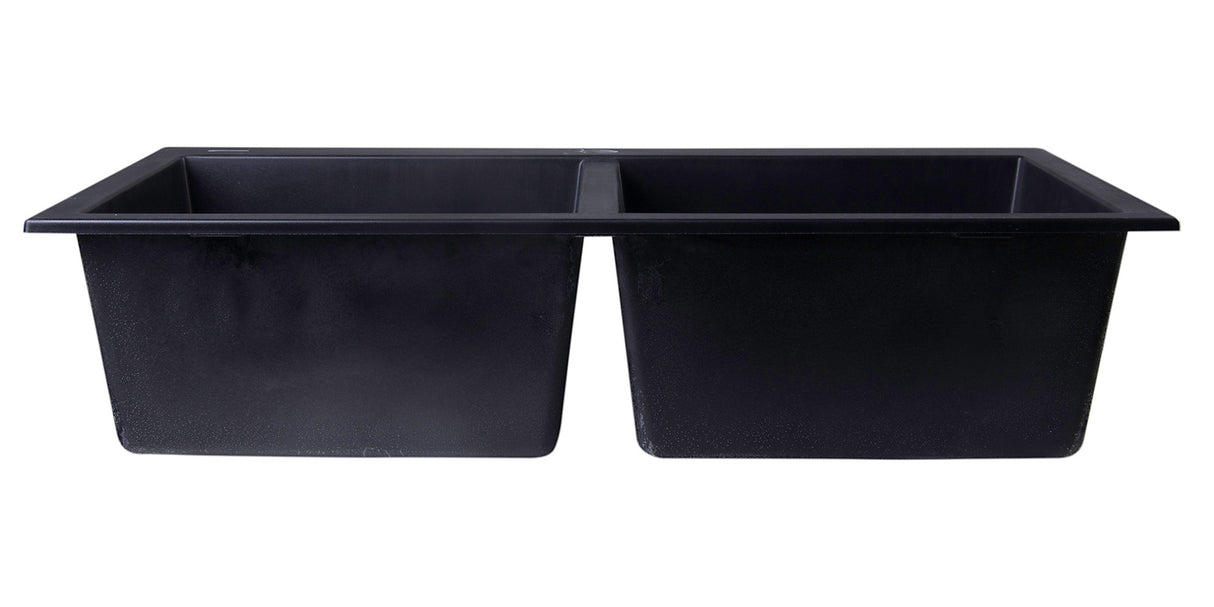 ALFI brand AB3420DI-BLA Black 34" Drop-In Double Bowl Granite Composite Kitchen Sink