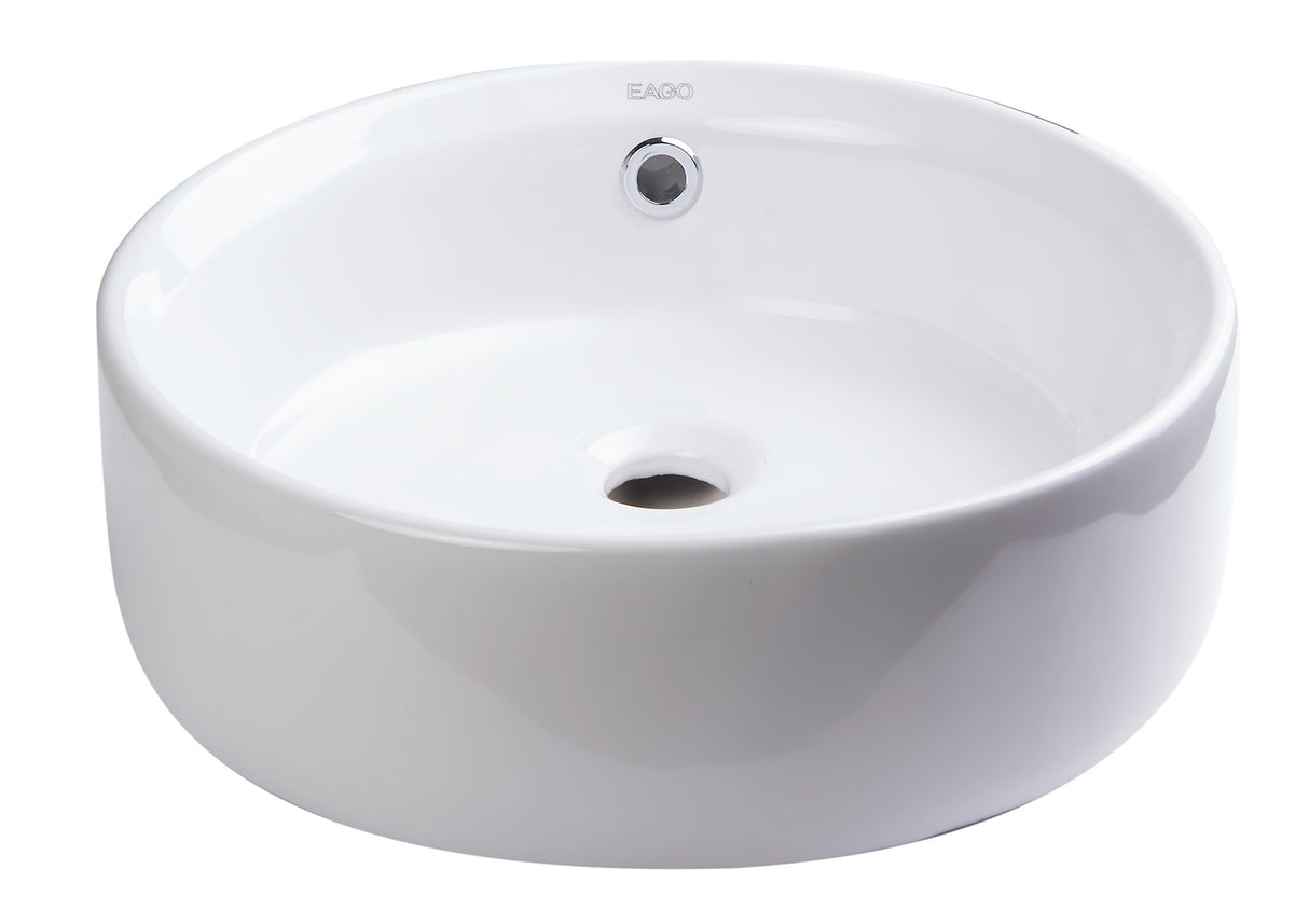 EAGO BA129 16" ROUND CERAMIC ABOVE MOUNT BATHROOM BASIN VESSEL SINK