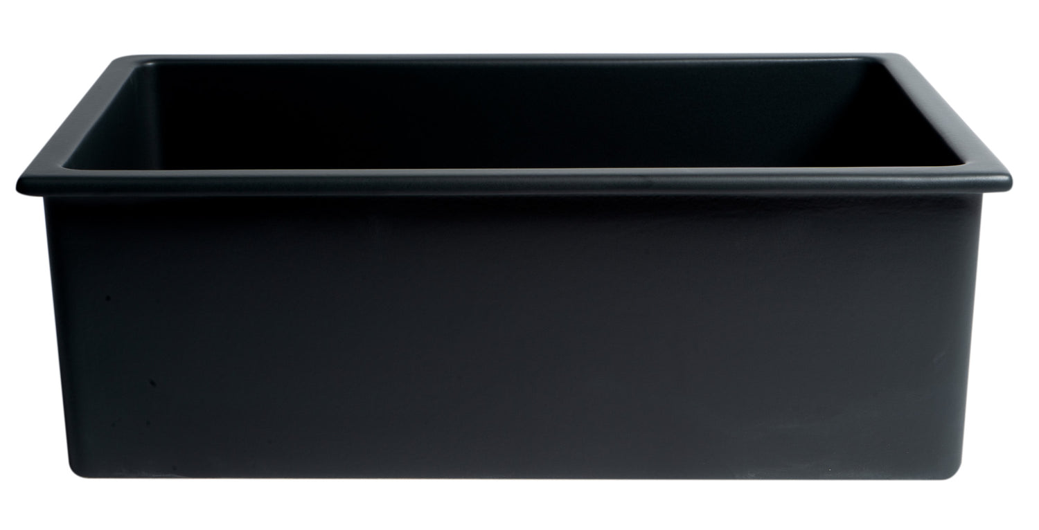 Black Matte 30" x 18" Fireclay Undermount / Drop In Fireclay Kitchen Sink