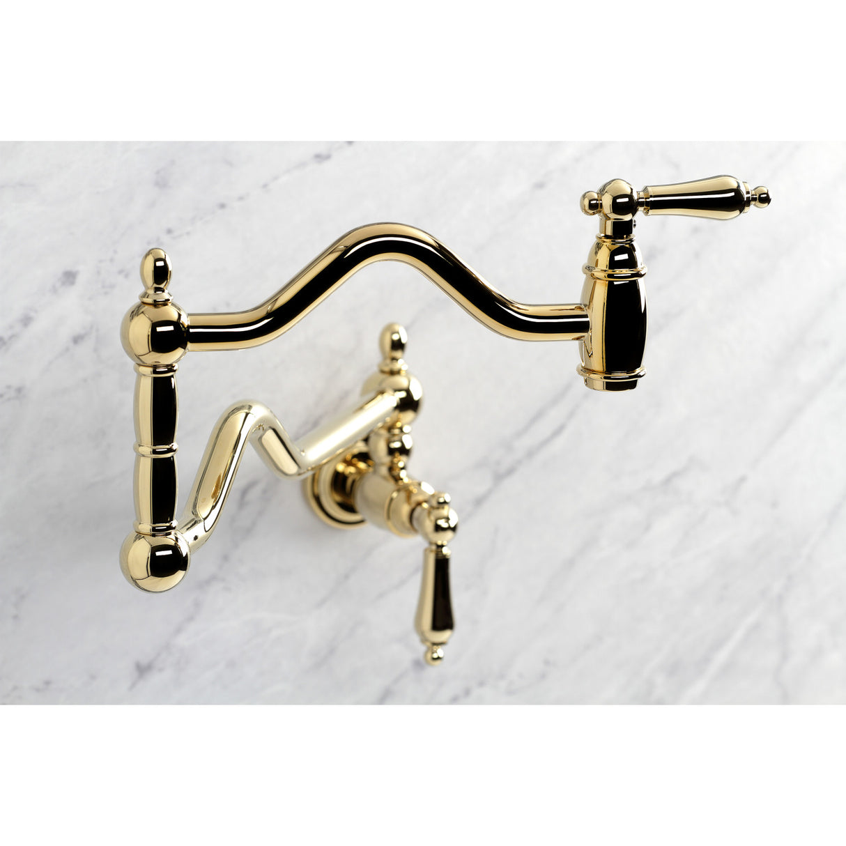 Kingston Brass KS2102AL Heritage Wall Mount Pot Filler, Polished Brass