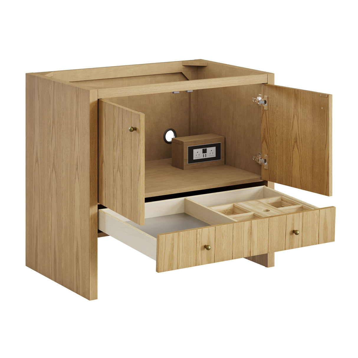 Hudson 36" Single Vanity, Light Natural Oak, w/ 3 CM Siberian Silestone Top