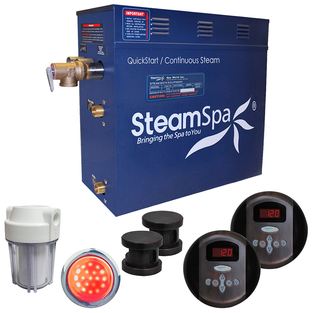SteamSpa Royal 12 KW QuickStart Acu-Steam Bath Generator Package in Oil Rubbed Bronze RY1200OB