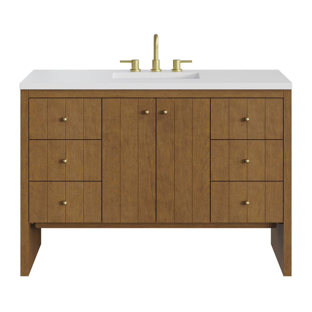 Hudson 48" Single Vanity, Honey Oak w/ 3 CM White Zeus Silestone Top