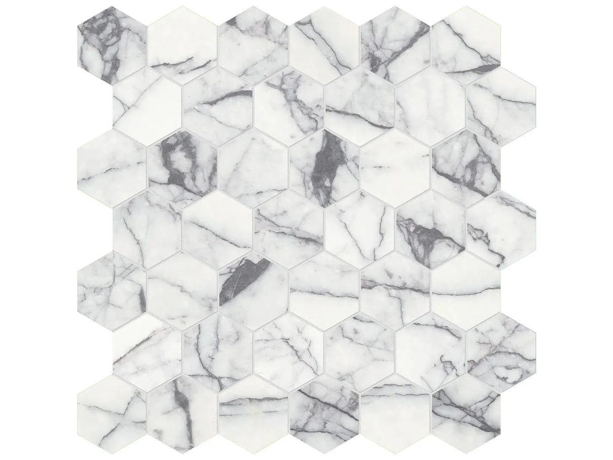 Anatolia Tile 2" Hex Lilac Volta Honed Marble Mosaic 5001-0329-0 * 1 Sheet = .99 Sqft * Lilac Volta Hexagon 2" - premium natural stone mosaic tile from Anatolia Tile, available at PoshHaus showroom in Keene, NH