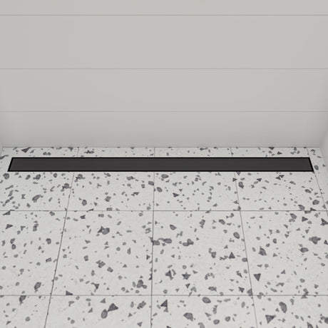 ALFI brand 47" Black Matte Brushed Stainless Steel Linear Shower Drain with Solid Cover