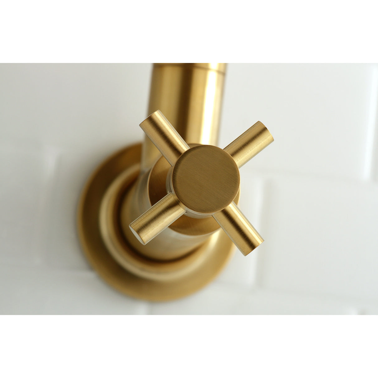 Kingston Brass KS8107DX Concord Wall Mount Pot Filler Kitchen Faucet, Brushed Brass