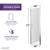 ANZZI SD-AZ051-02BN Lancer 29 in. x 72 in. Semi-Frameless Shower Door with TSUNAMI GUARD in Brushed Nickel