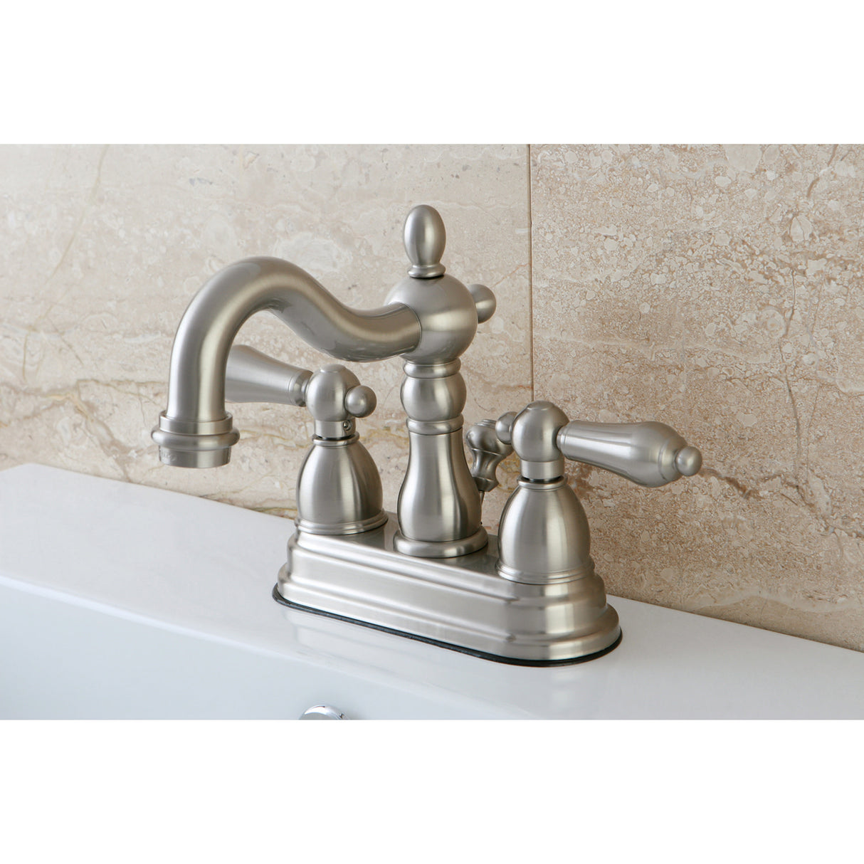 Kingston Brass KB1608AL Heritage 4 in. Centerset Bathroom Faucet, Brushed Nickel