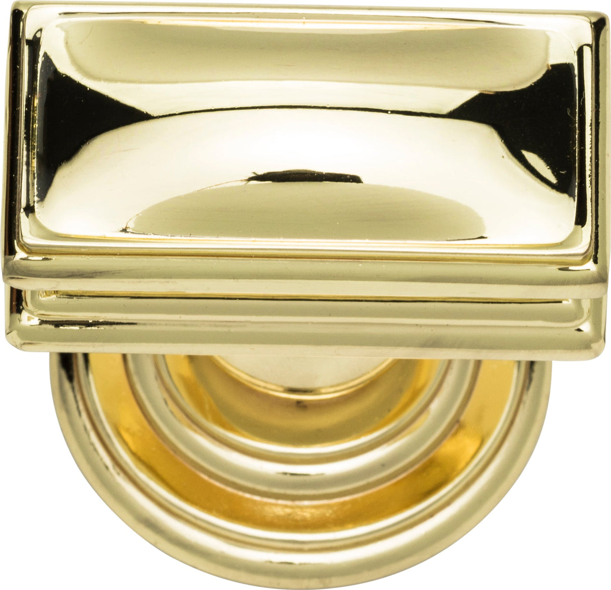 Atlas Homewares Campaign Rectangle Knob 1 1/2 Inch Polished Brass