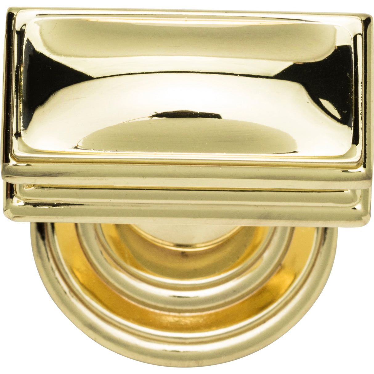 Atlas Homewares Campaign Rectangle Knob 1 1/2 Inch Polished Brass