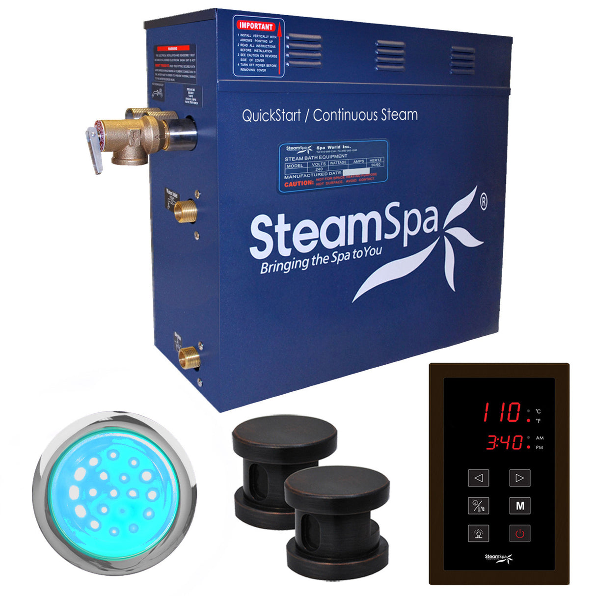 SteamSpa Indulgence 12 KW QuickStart Acu-Steam Bath Generator Package in Oil Rubbed Bronze INT1200OB