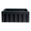24" Black Matte Reversible Smooth / Fluted Single Bowl Fireclay Farm Sink