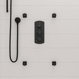 Black Matte 3-Way Thermostatic Valve Shower Mixer Round Knobs