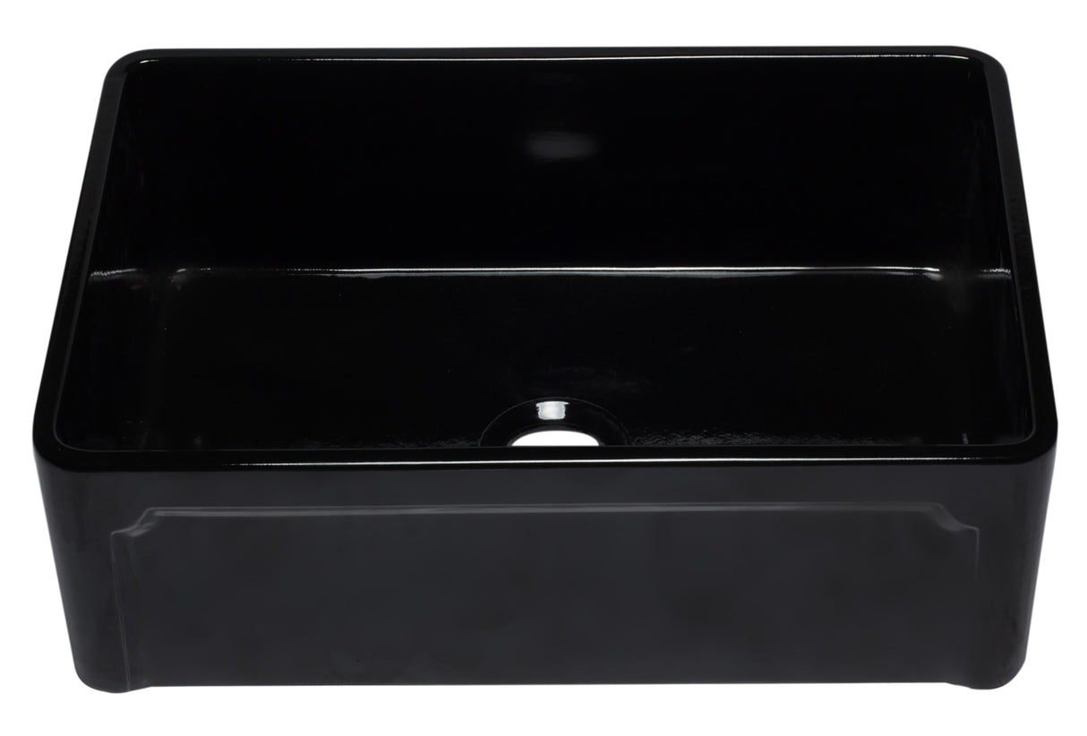 ALFI brand AB3020SB-BG 30 inch Black Reversible Single Fireclay Farmhouse Kitchen Sink