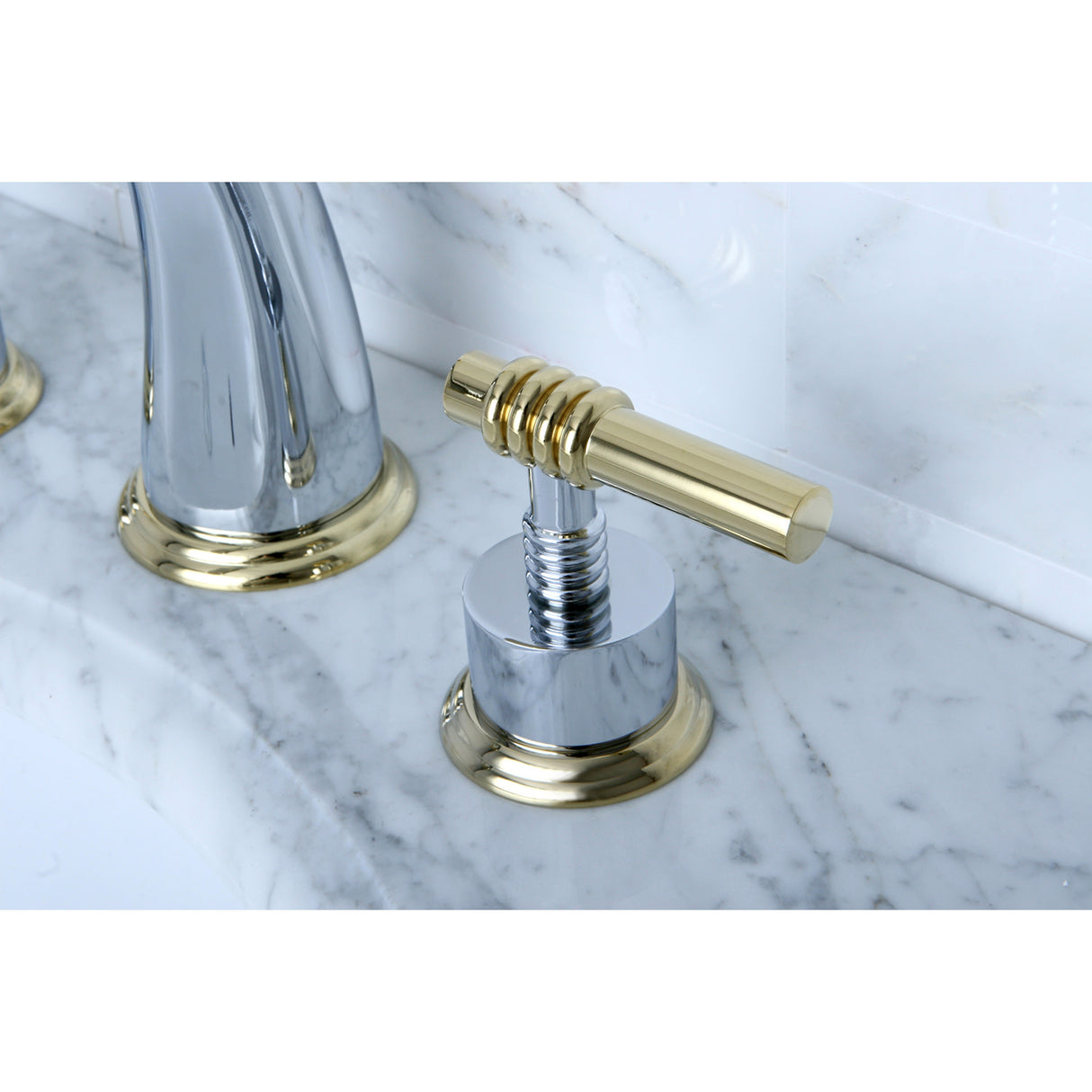 Kingston Brass KS2964ML Milano Widespread Bathroom Faucet, Polished Chrome/Polished Brass