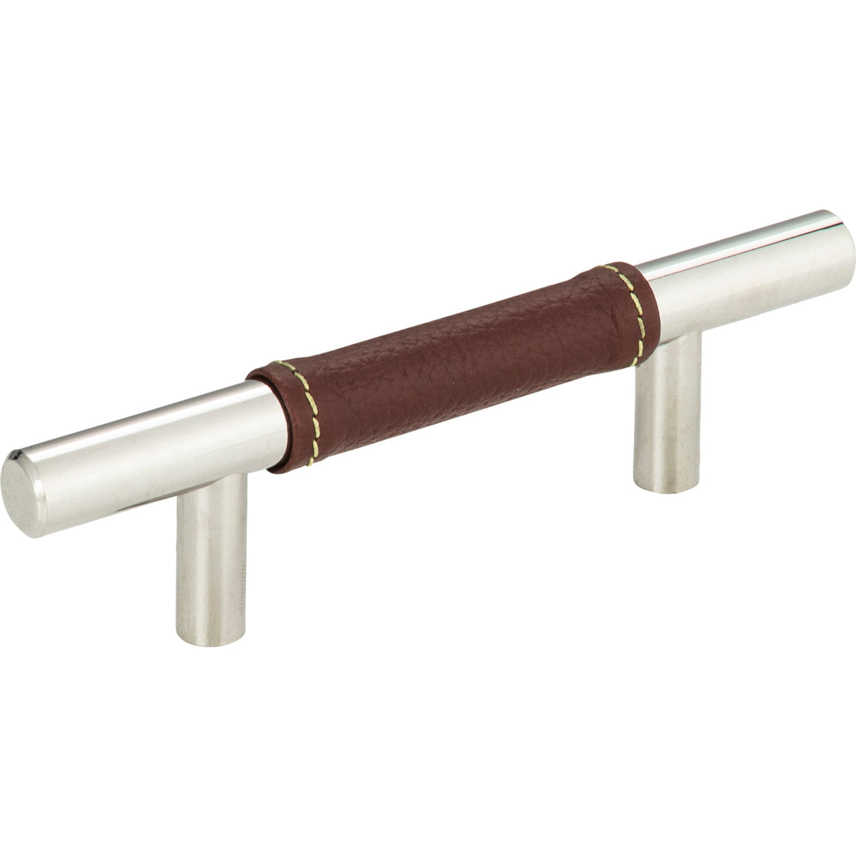 Atlas Homewares Zanzibar Brown Leather Pull 3 Inch (c-c) Polished Chrome