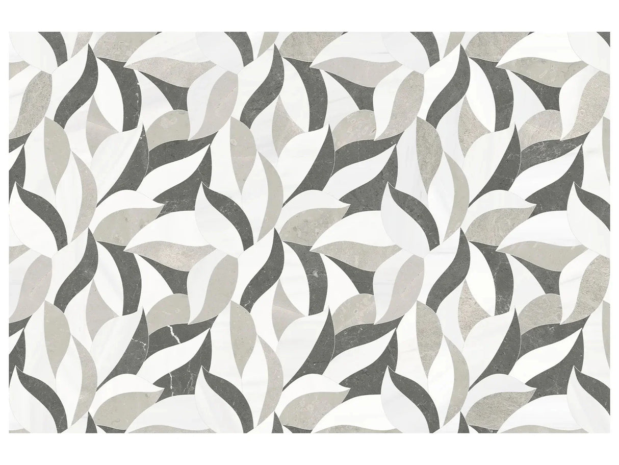 Anatolia Tile Utopio Lush Mist Honed W/ Polished Accents Natural Stone Waterjet Mosaic 5001-0418-0 Lush Mist - premium natural stone mosaic tile from Anatolia Tile, available at PoshHaus showroom in Keene, NH