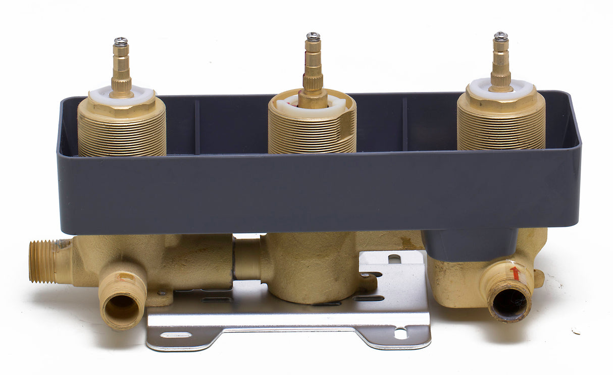 ALFI brand AB4001-BN Brushed Nickel Concealed 3-Way Thermostatic Valve Shower Mixer Round Knobs