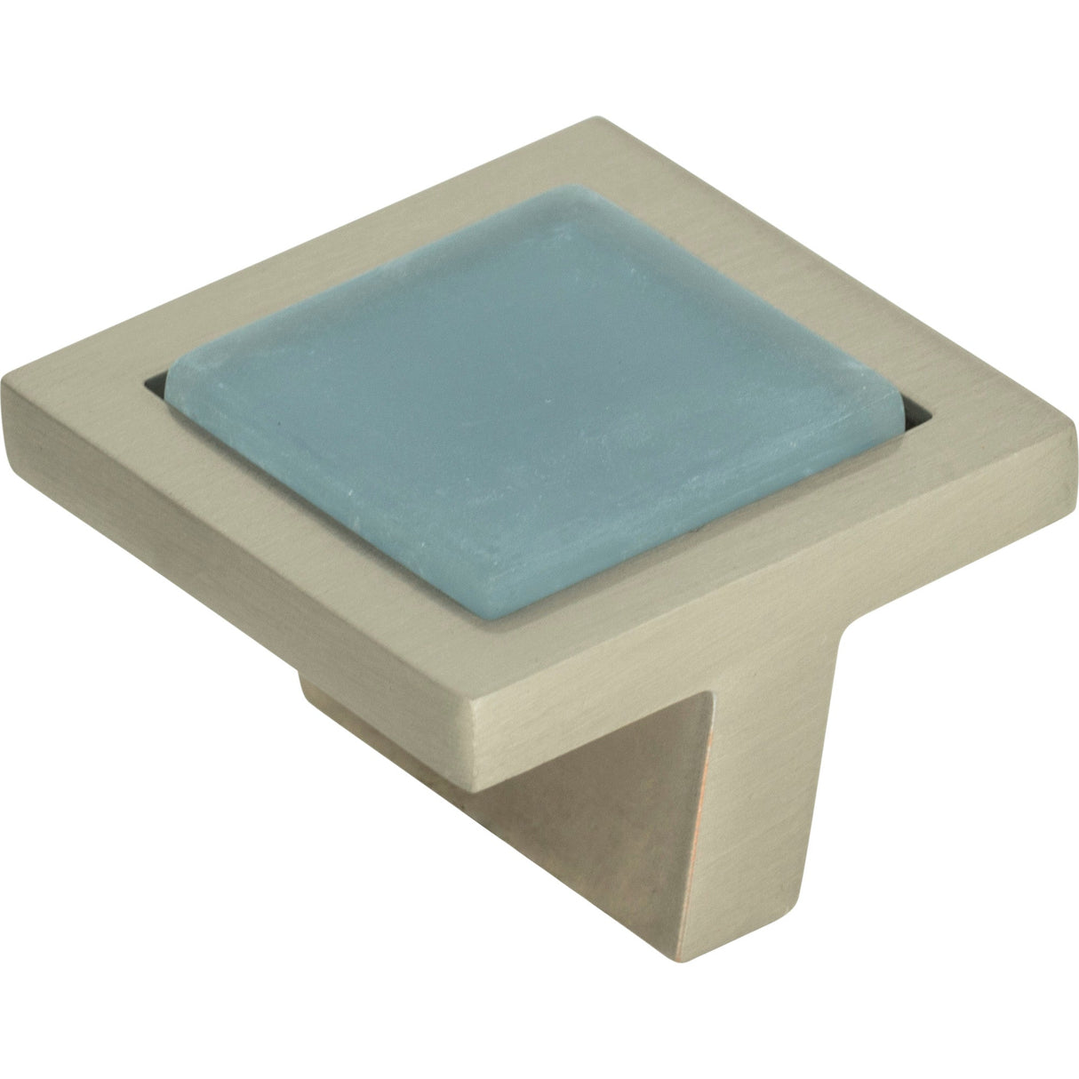Atlas Homewares Spa Blue Square Knob 1 3/8 Inch Brushed Nickel