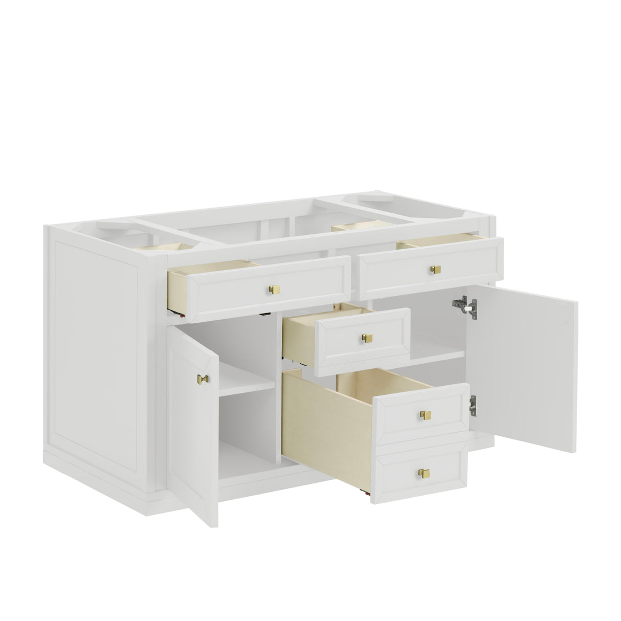 Chicago 48" Single Vanity, Glossy White, w/ 3 CM Carrara Marble Top