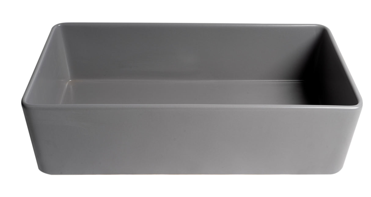 Gray Matte Smooth Apron 36" x 18" Single Bowl Fireclay Farm Sink