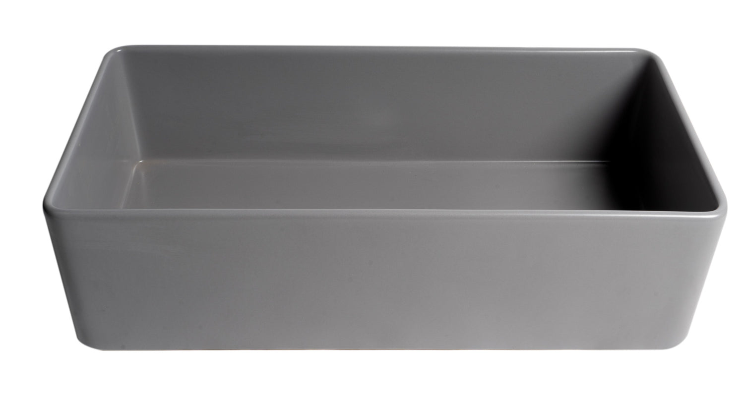 Gray Matte Smooth Apron 36" x 18" Single Bowl Fireclay Farm Sink