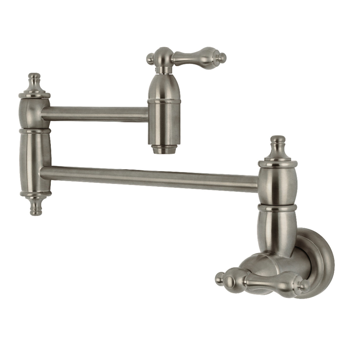 Kingston Brass KS3108AL Restoration Wall Mount Pot Filler Kitchen Faucet, Brushed Nickel