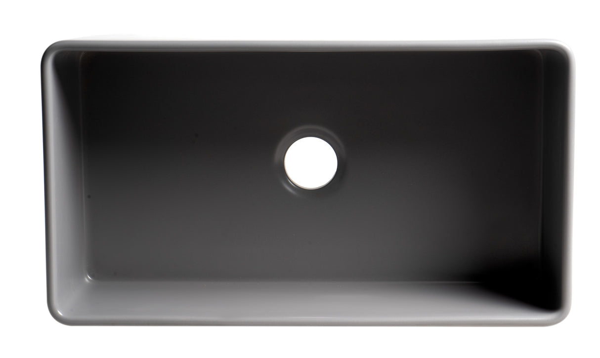 Gray Matte Smooth Apron 33" x 18" Single Bowl Fireclay Farm Sink