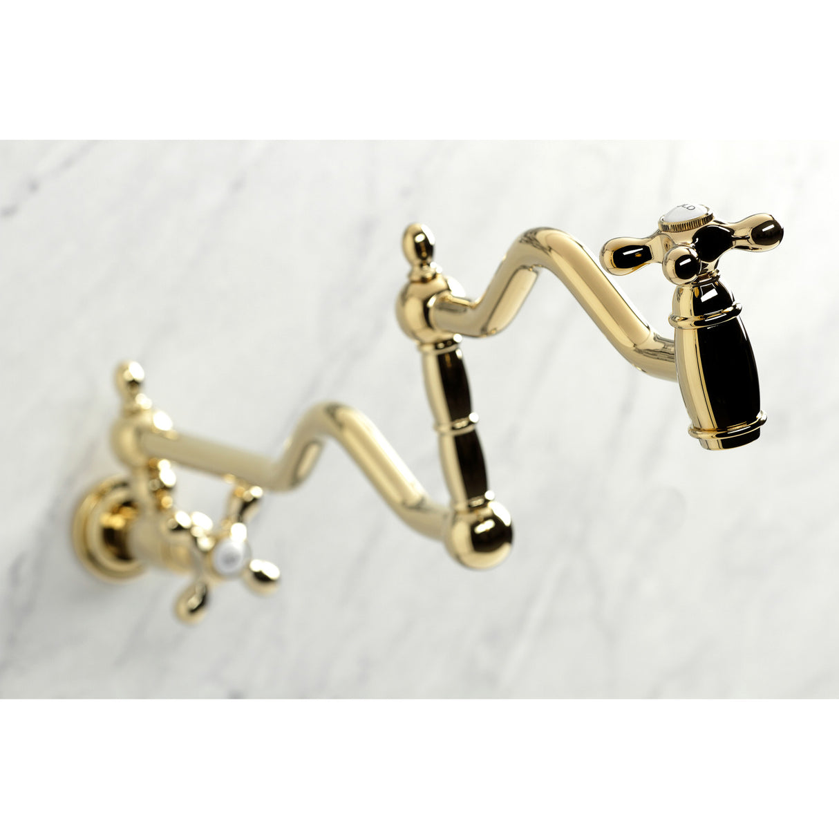 Kingston Brass KS2102AX Heritage Wall Mount Pot Filler, Polished Brass