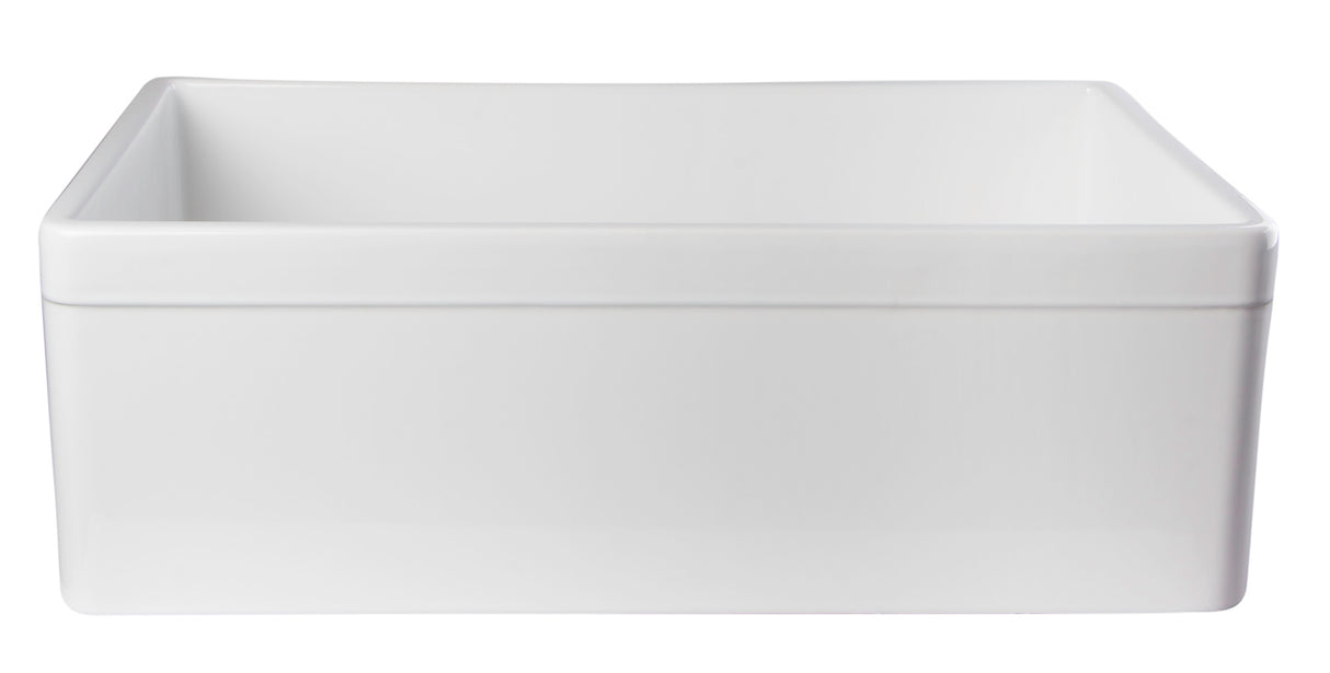ALFI brand AB511-W White 30" Decorative Lip Apron Single Bowl Fireclay Farmhouse Kitchen Sink
