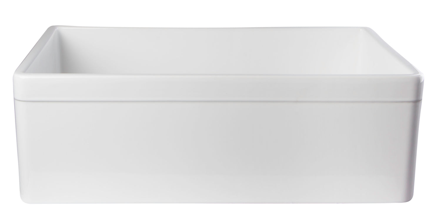 ALFI brand AB511-W White 30" Decorative Lip Apron Single Bowl Fireclay Farmhouse Kitchen Sink