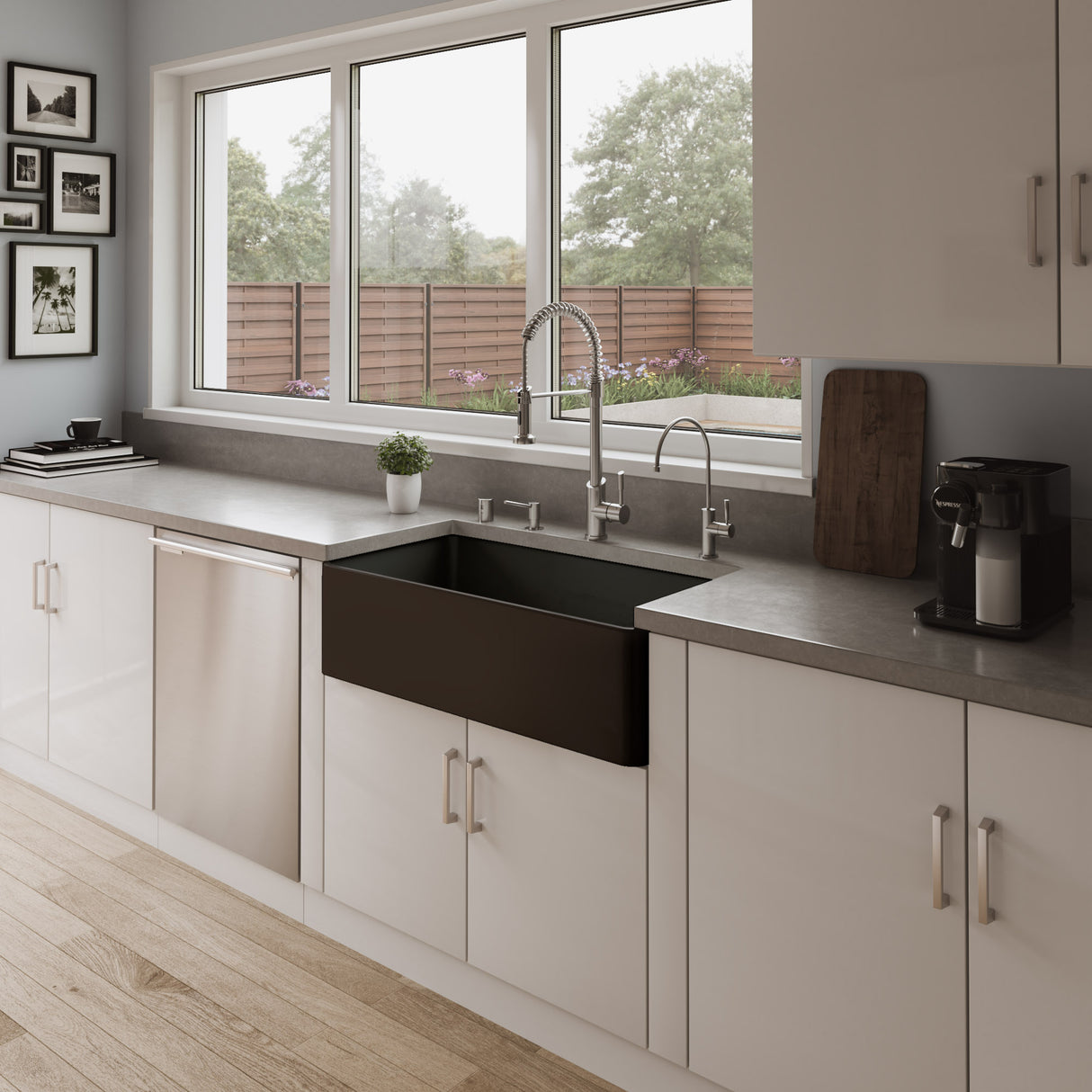 Black Matte Smooth Apron 36" x 18" Single Bowl Fireclay Farm Sink