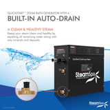 Steam Shower Generator Kit System | Polished Chrome + Self Drain Combo| Dual Bottle Aroma Oil Pump | Enclosure Steamer Sauna Spa Stall Package|Touch Screen Wifi App/Bluetooth Control Panel |7.5 kW Raven | RVB750CH-ADP RVB750CH-ADP