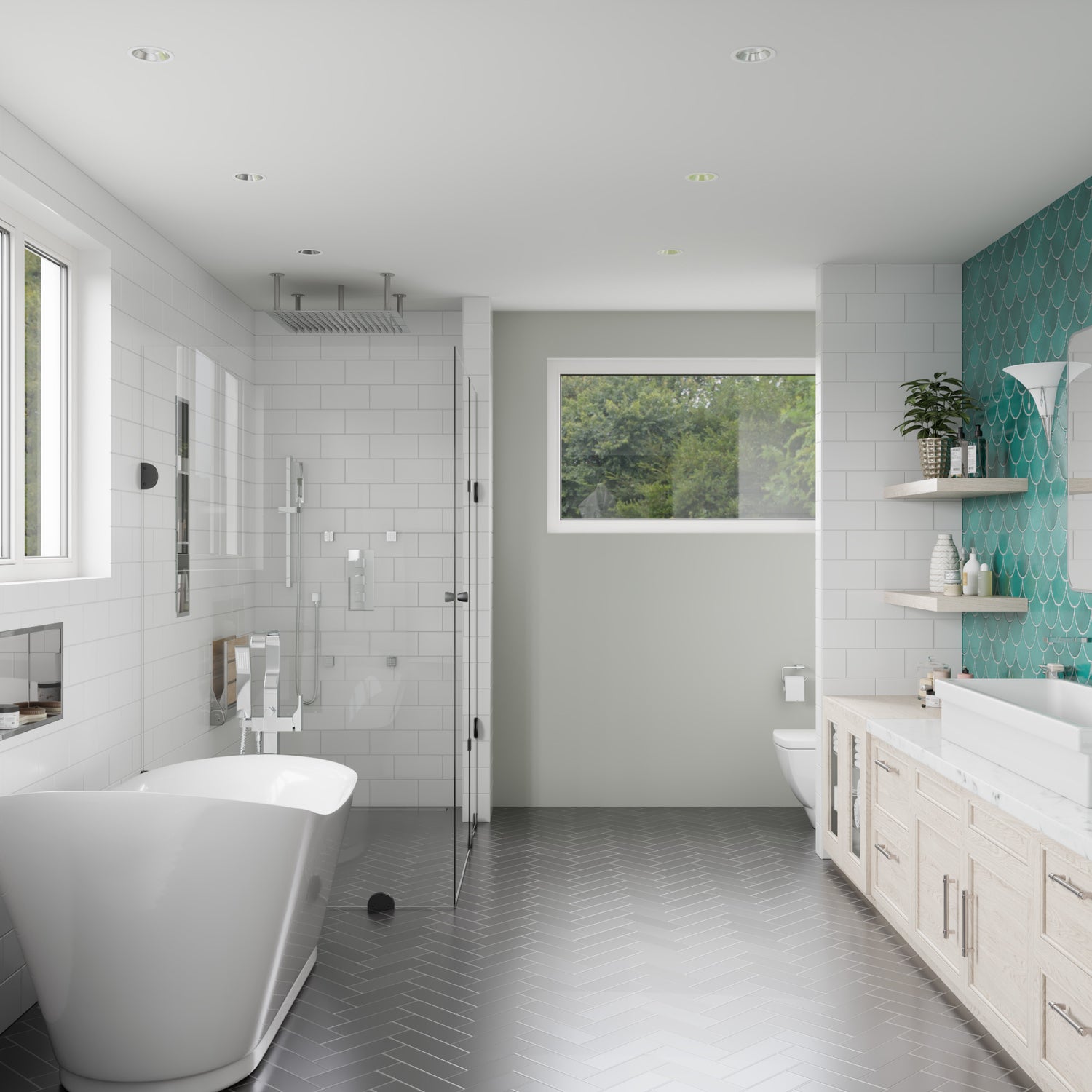 ALFI brand AB2180-PC Polished Chrome Single Lever Floor Mounted Tub Filler Mixer w Hand Held Shower Head