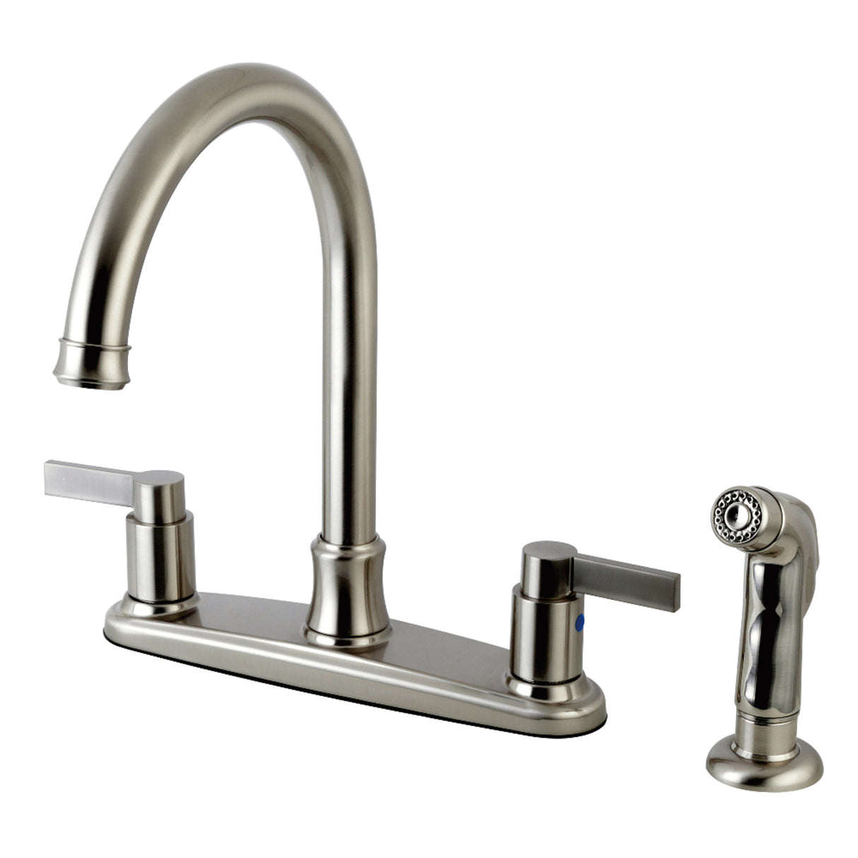 Kingston Brass FB7798NDLSP NuvoFusion 8-Inch Centerset Kitchen Faucet with Sprayer, Brushed Nickel