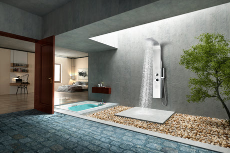 ANZZI SP-AZ037 Vanzer 52 in. Full Body Shower Panel with Heavy Rain Shower and Spray Wand in Brushed Steel
