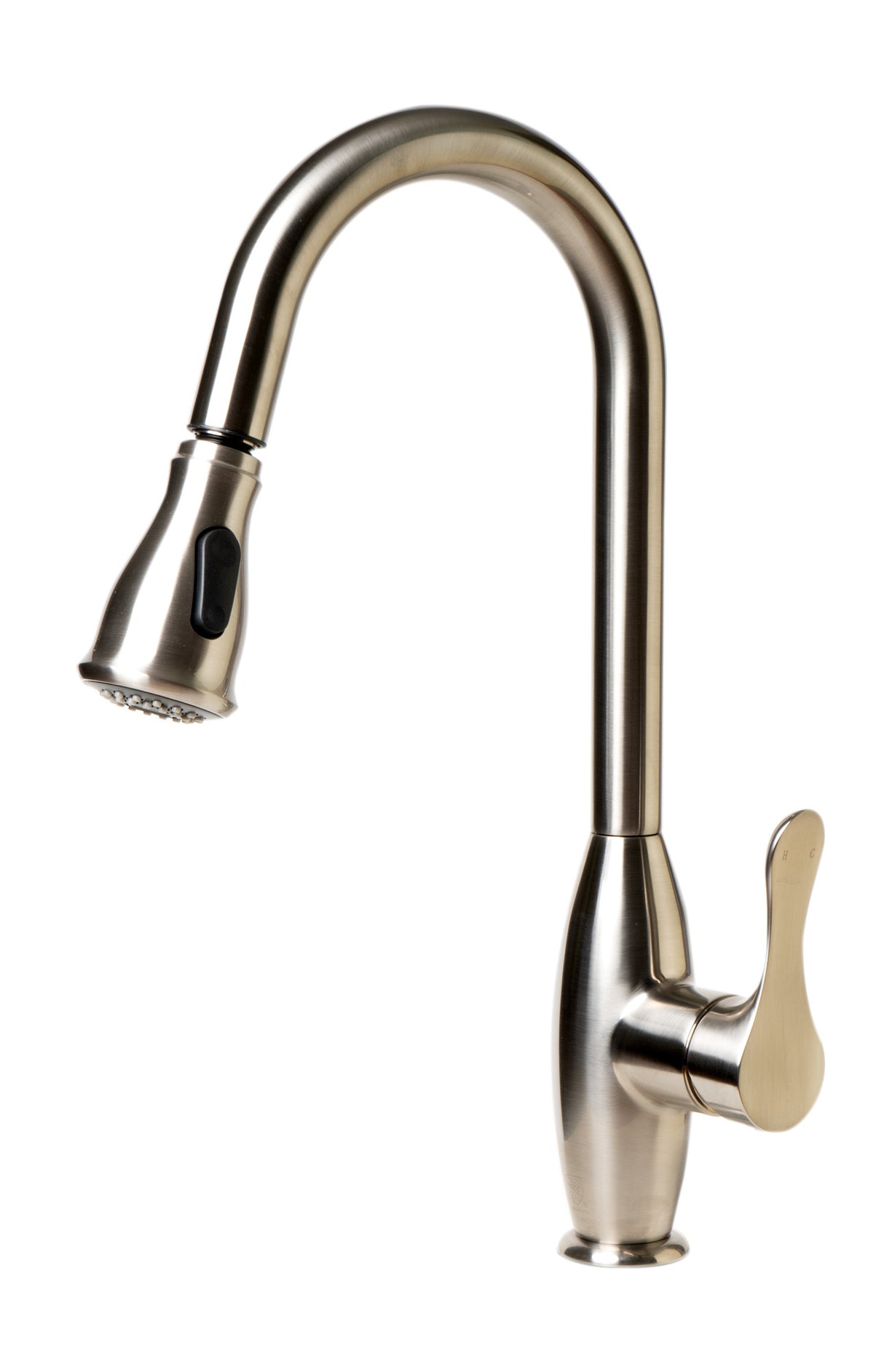 Brushed Nickel Traditional Gooseneck Pull Down Kitchen Faucet
