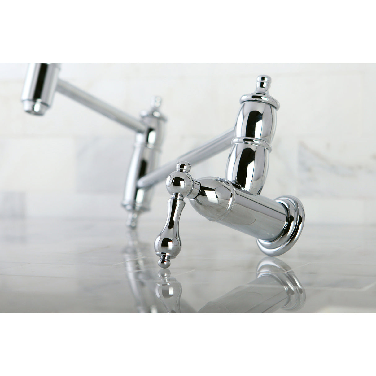 Kingston Brass KS3101AL Restoration Wall Mount Pot Filler Kitchen Faucet, Polished Chrome