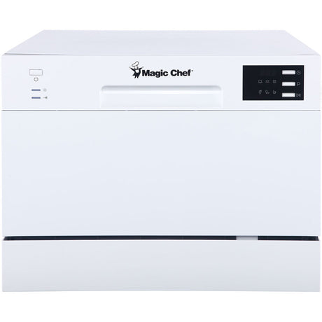 Magic Chef MCSCD6W5 6-Place Setting Coutertop Dishwasher, 6 Wash Cycles, Anti-flood Device
