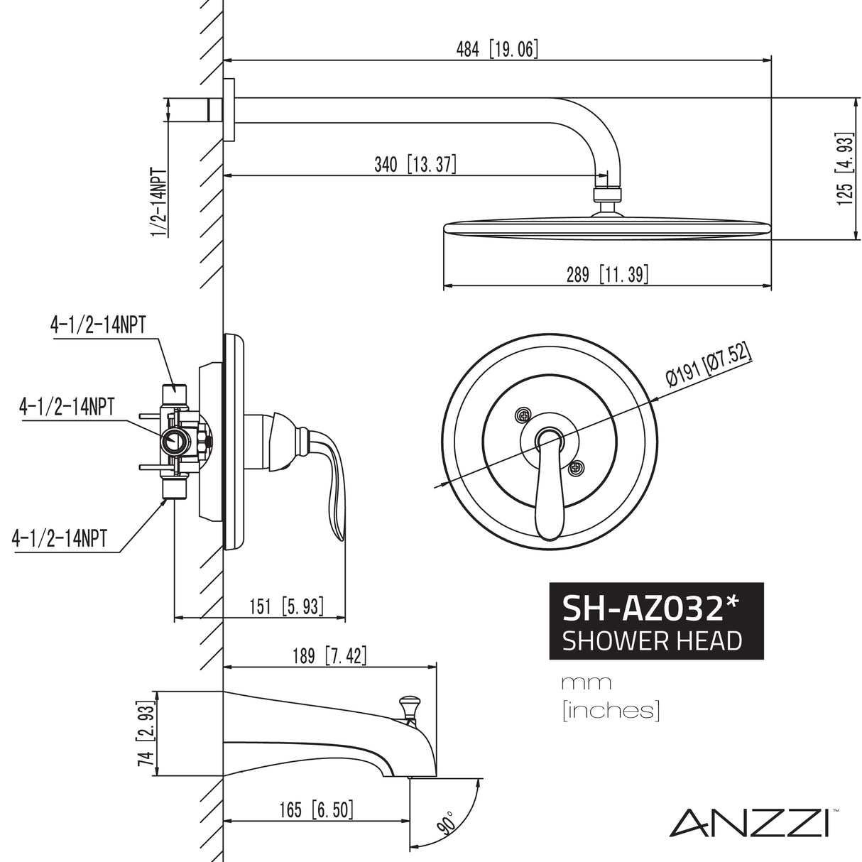 ANZZI SH-AZ032ORB Meno Series Single-Handle 1-Spray Tub and Shower Faucet in Oil Rubbed Bronze