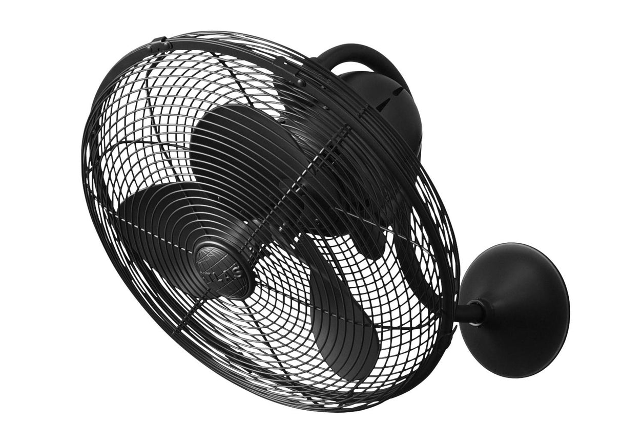 Matthews Fan LL-BK Laura 90° oscillating 3-speed wall fan in matte black  finish.