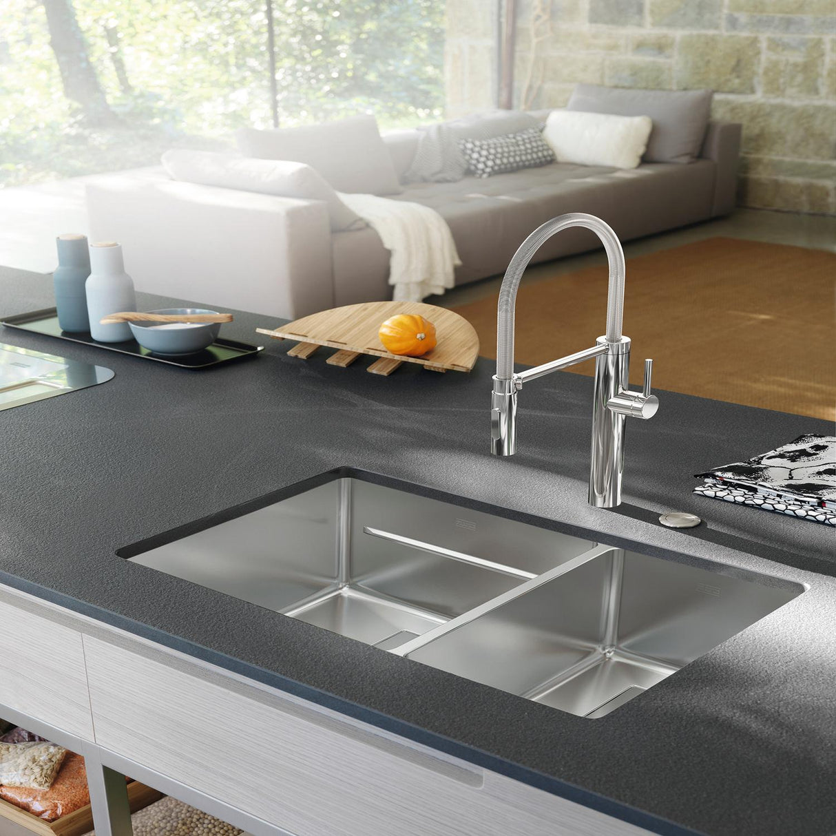 FRANKE PTX160-37 Pescara 38-in. x 18-in. 18 Gauge Stainless Steel Undermount Double Bowl Kitchen Sink - PTX160-37 In Pearl