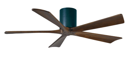 Matthews Fan IR5H-BK-WA-52 Irene-5H five-blade flush mount paddle fan in Matte Black finish with 52” solid walnut tone blades.