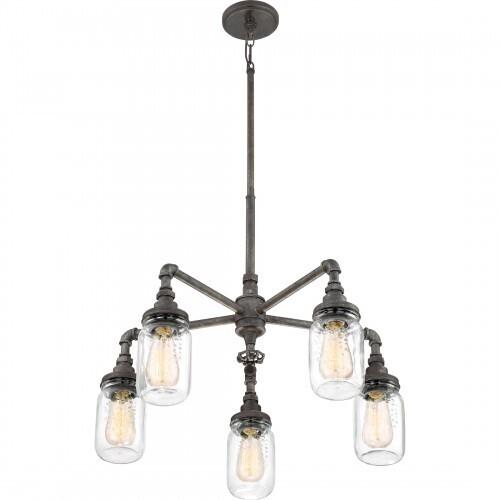Quoizel SQR5005RK Squire 5 light chandelier rustic blk Chandelier