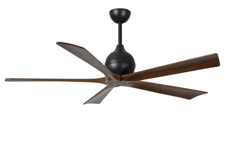 Matthews Fan IR5-BK-WA-60 Irene-5 five-blade paddle fan in Matte Black finish with 60" solid walnut tone blades.