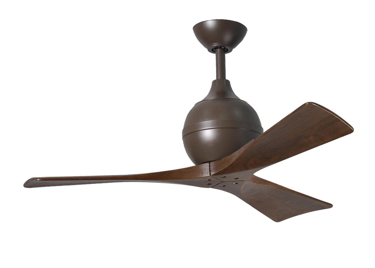 Matthews Fan IR3-TB-WA-42 Irene-3 three-blade paddle fan in Textured Bronze finish with 42" solid walnut tone blades.